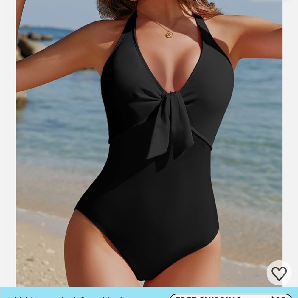 Black Halter One-Piece Swimsuit